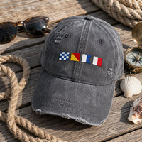 Custom Name In Nautical Flags - Personalized Cap | Coastal Style Gift
