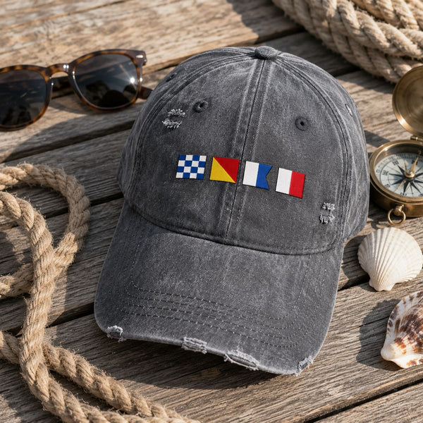 Custom Name In Nautical Flags - Personalized Cap | Coastal Style Gift