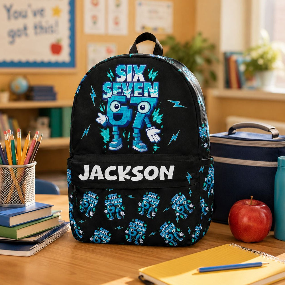 67 Brainrot Kid Gaming - Personalized Backpack | Funny Gamer School Bag