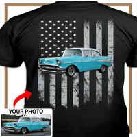 Muscle Car Dodge Challenger Custom Photo T-shirt, Dodge Charger Personalized T-shirt funny gifts for car guys American Flag T-shirt - PSTP2DTS000008