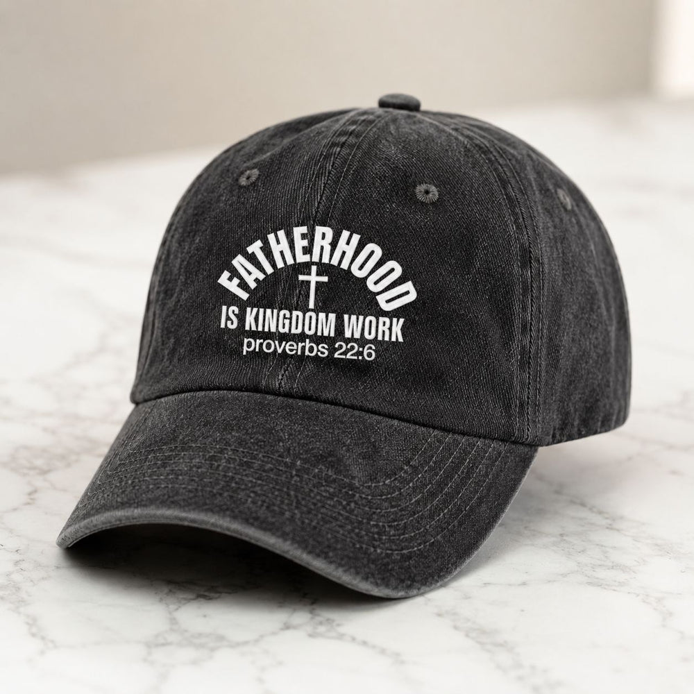 Father's Day Gifts, Fatherhood Is Kingdom Work - Personalized Cap | Inspirational Christian Dad Gift