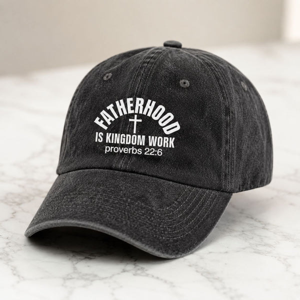 Father's Day Gifts, Fatherhood Is Kingdom Work - Personalized Cap | Inspirational Christian Dad Gift