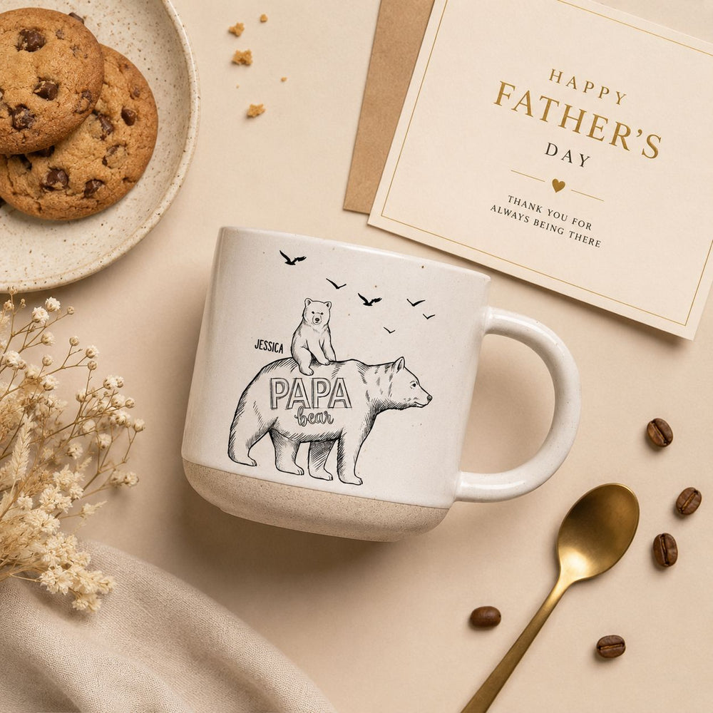 Papa Bear Sketch Art Custom Father's Day Gift For Dad, Husband, Grandpa - Personalized Mug | Meaningful Papa Bear