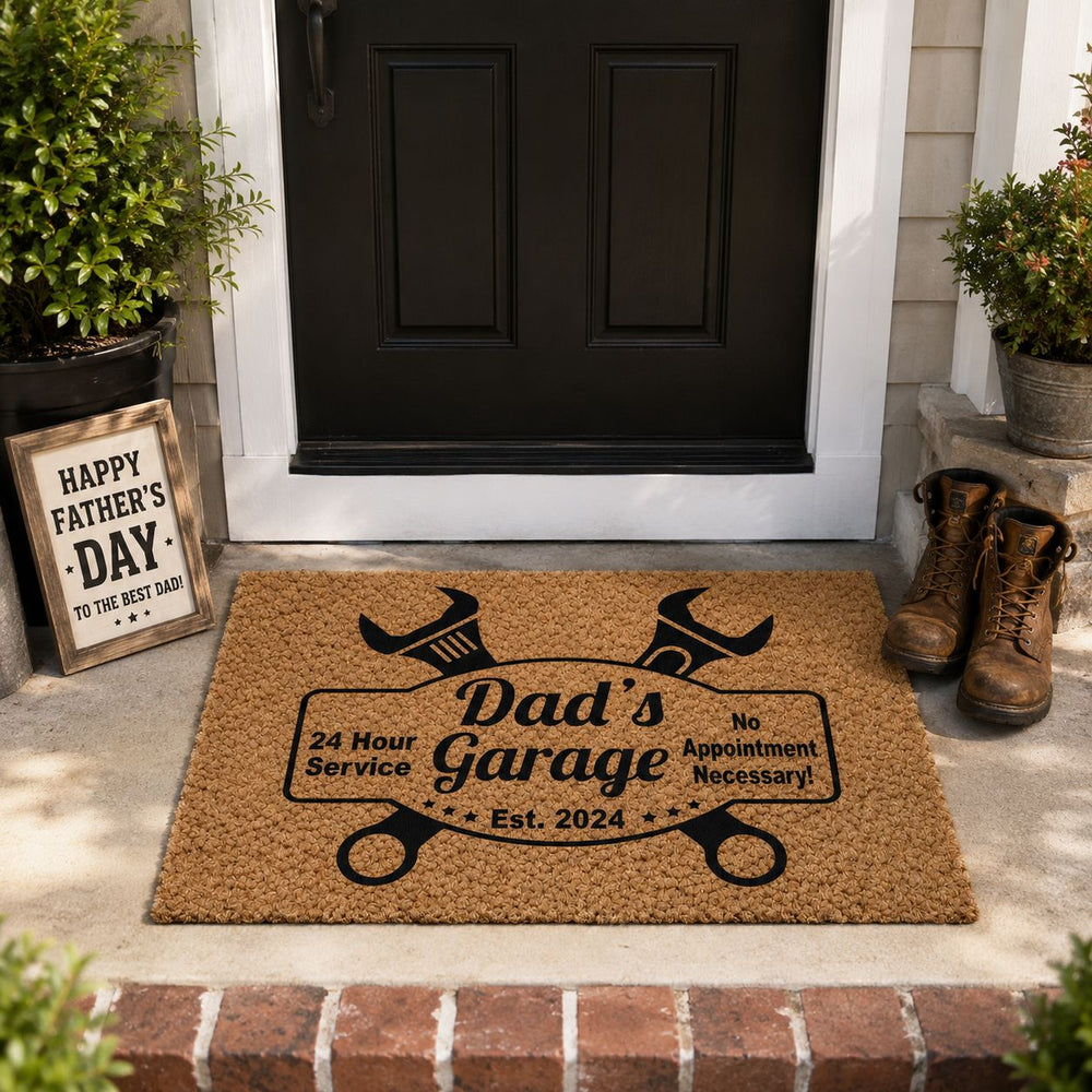 Dad's Garage Mechanic Dad Workshop - Personalized Doormat