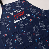 This Daddy Belongs To Independence Doodle Style - Personalized Apron | Fun BBQ Dad Gift