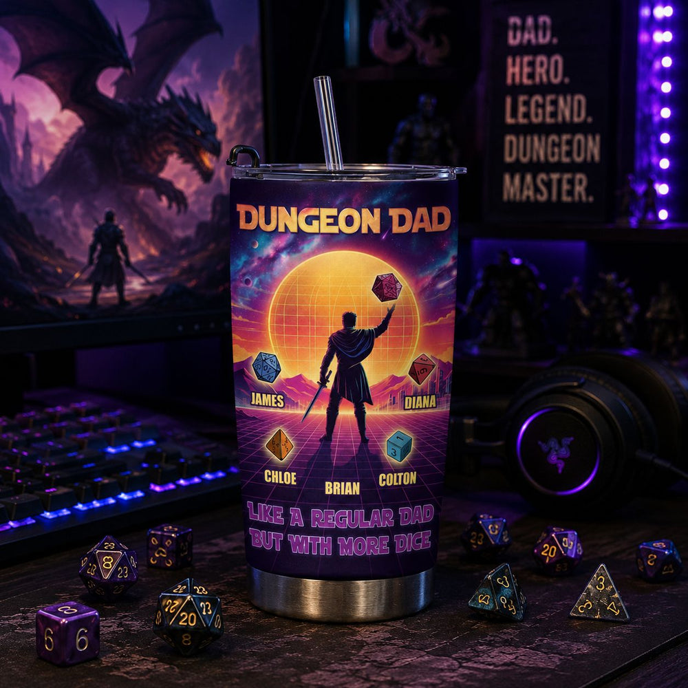 Dungeon Dad Like A Regular Dad With More Dice - Personalized Tumbler