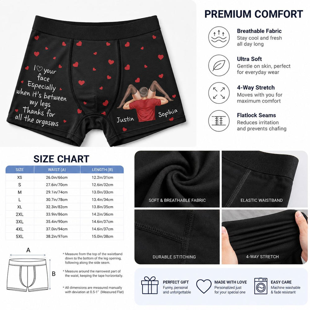 I Love Your Face Especially When It's Between My Legs - Personalized Men's Boxer Briefs