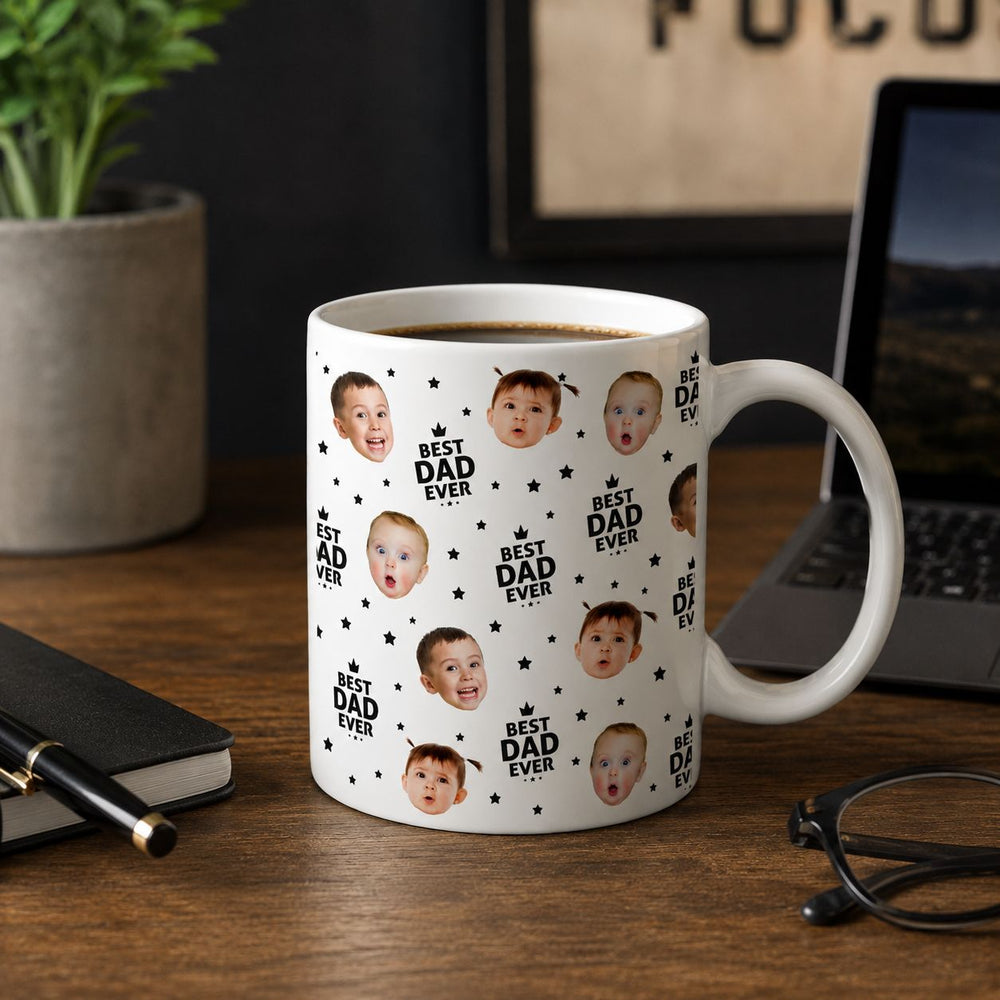 Best Dad Ever Custom Funny Kid Face Father's Day Gift For Dad, Husband, Grandpa - Personalized Mug | Gift For Dad & Grandpa
