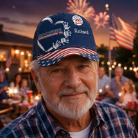 America 250 Anniversary Grandpa Dad Kids Handprints - Personalized Cap | Custom Family Gift