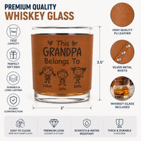 This Grandpa Belongs To Doodle Style - Personalized Whiskey Glass