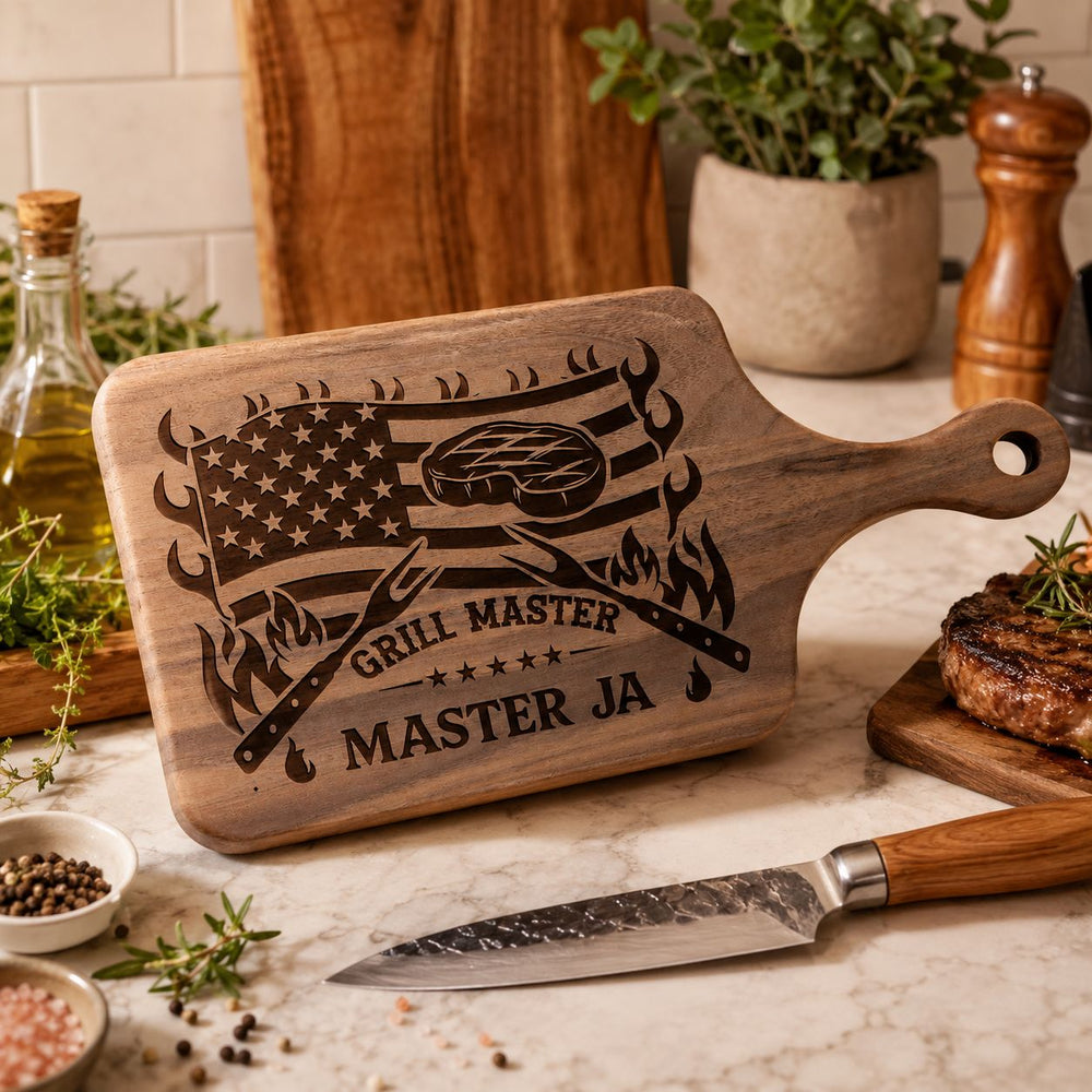Grill Master King Of BBQ Custom Name - Personalized Cutting Board