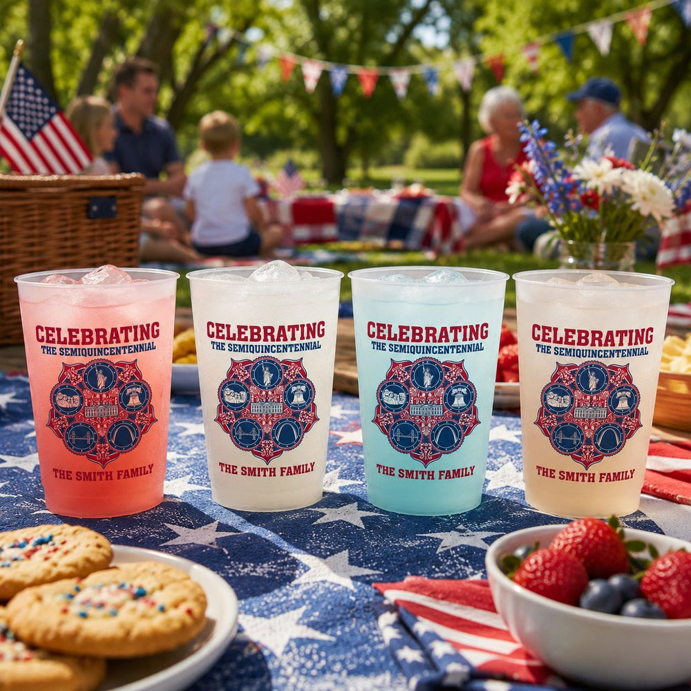 Celebrating America's Semiquincentennial - Personalized Cups | Patriotic Party Cups