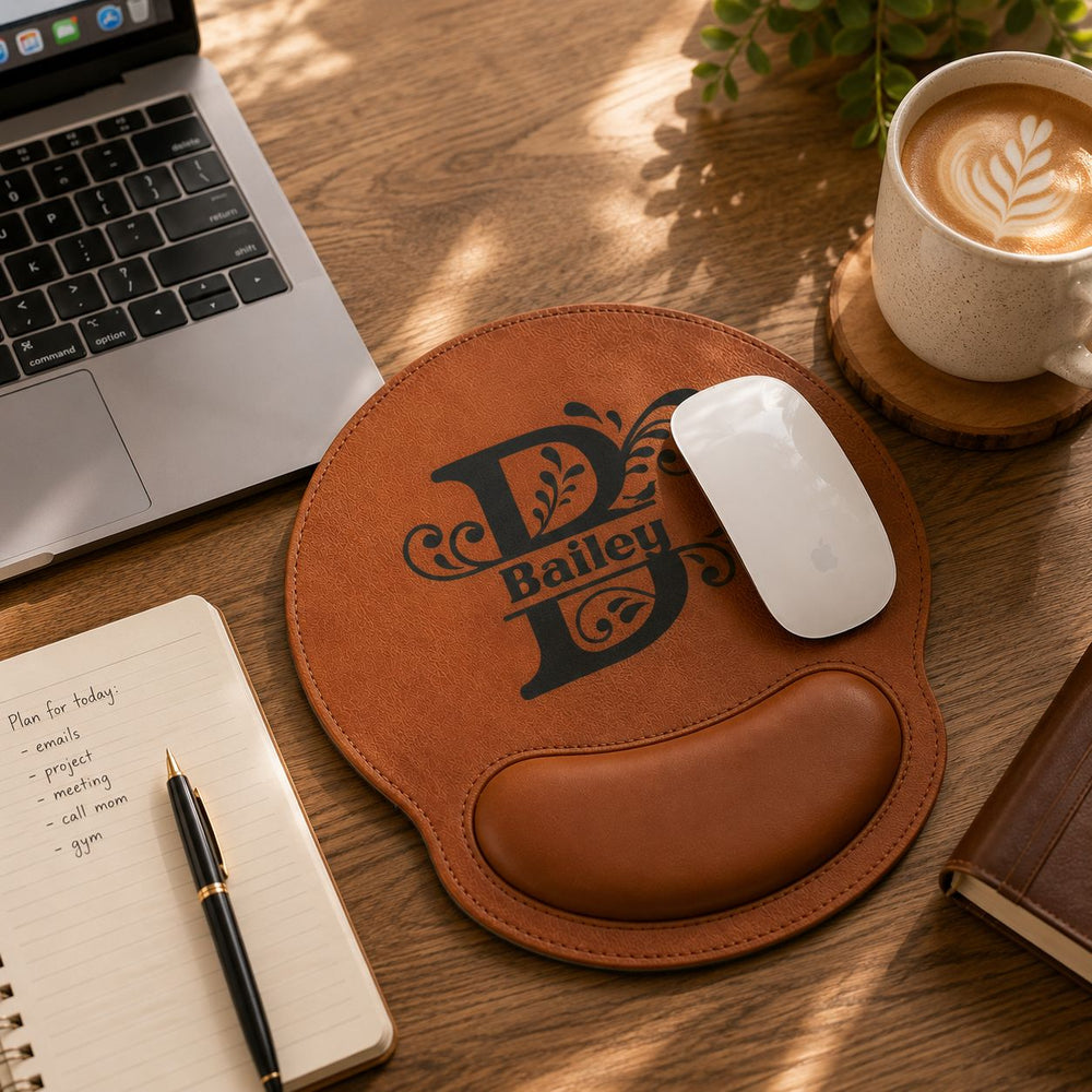 Monogram Pattern - Personalized Mouse Pad | Custom Stylish Desk Accessory
