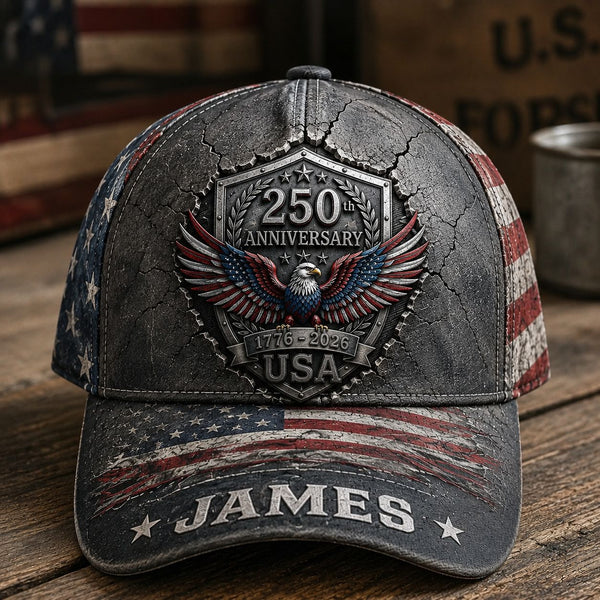 250th Anniversary United States Of America - Personalized Cap | Patriotic Vintage Gift For USA Lovers