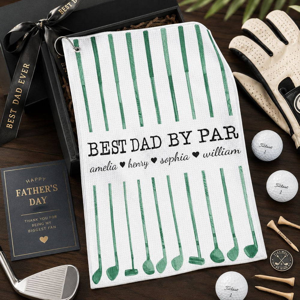 Best Dad By Par Custom Name Golf Dad - Personalized Golf Towel