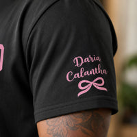 Girl Dad With Kids' Names On Sleeves - Pink Dad | Cute Shirt For Girl Dad