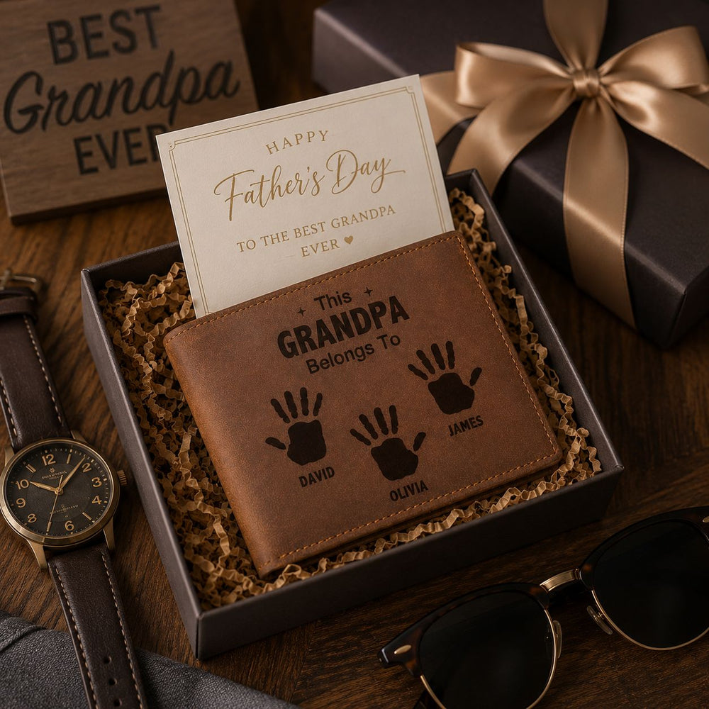 This Grandpa Belongs To We Love You - Personalized Leather Wallet