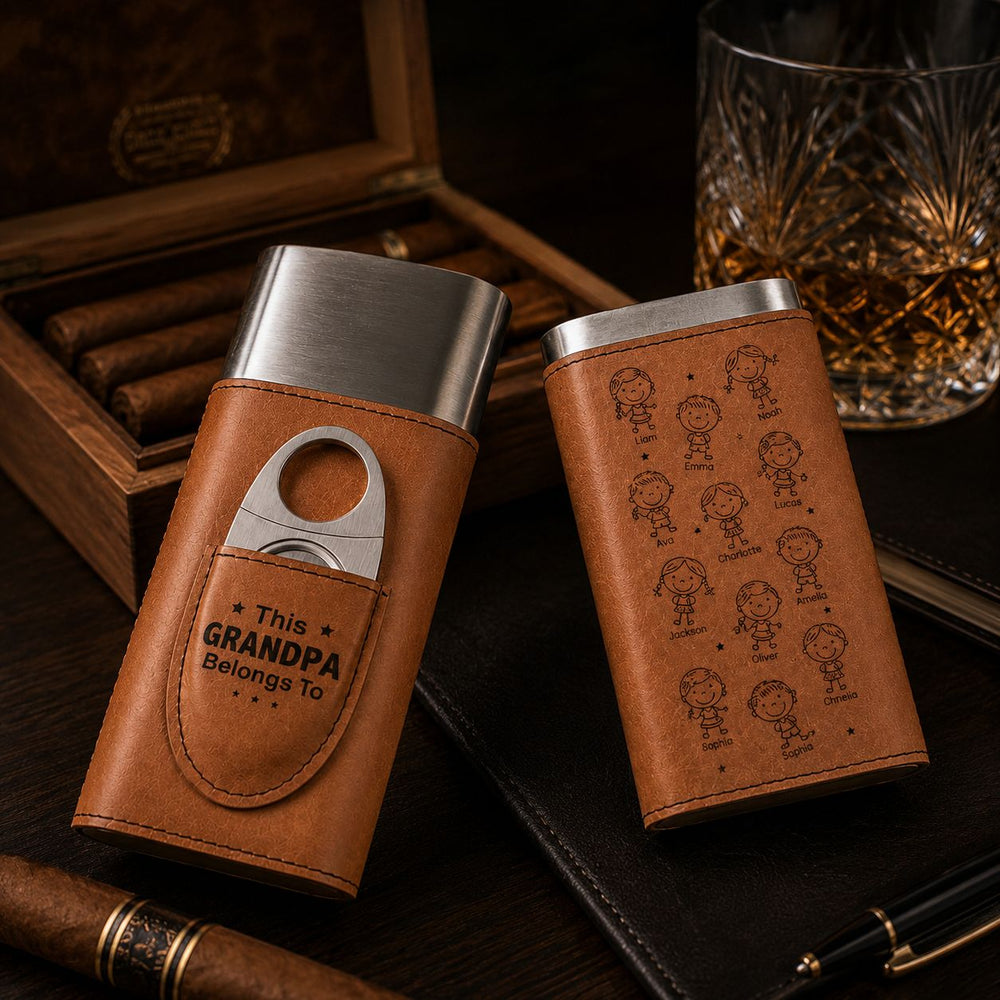 This Grandpa Belongs To Doodle Style - Personalized Cigar Case