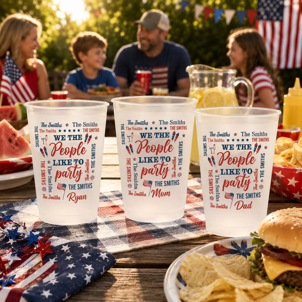 We The People Like To Party Family Name Patriotic - Personalized Cups