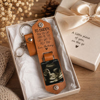 Daddy Can't Wait To Meet You From The Bump - Personalized Leather Photo Keychain