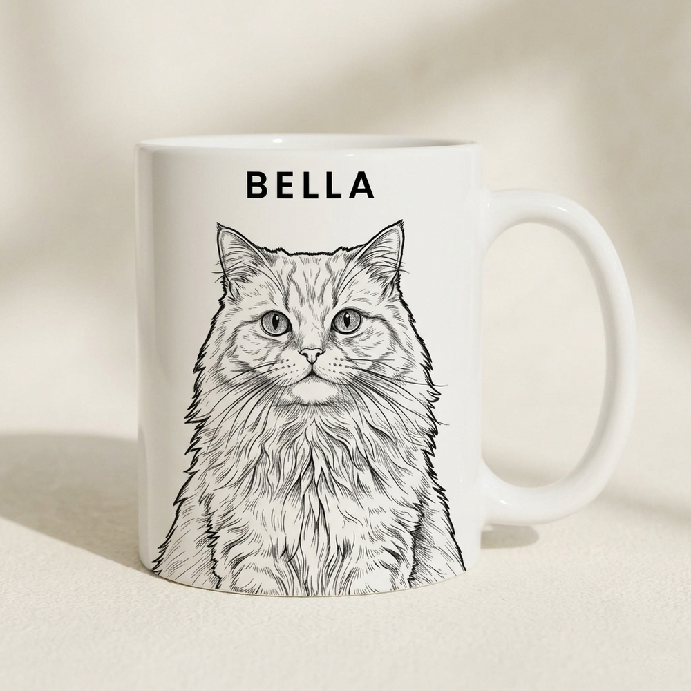 Pet Portrait Sketch Line Art For Him For Her - Personalized Mug | Custom Pet Lover Gift