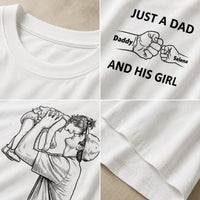 Just A Dad And His Girl Sketch Line Art - Personalized Shirt