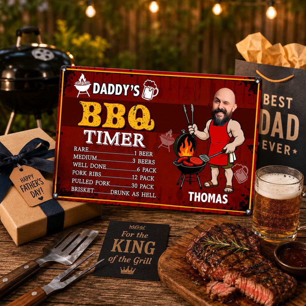 Dad BBQ Grill Funny Gift - Personalized Metal Sign