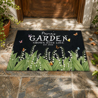 Custom Name & Birth Flower Garden Welcome Mat For Her, Mom, Grandma - Personalized Doormat | Charming Floral Home Decor Gift