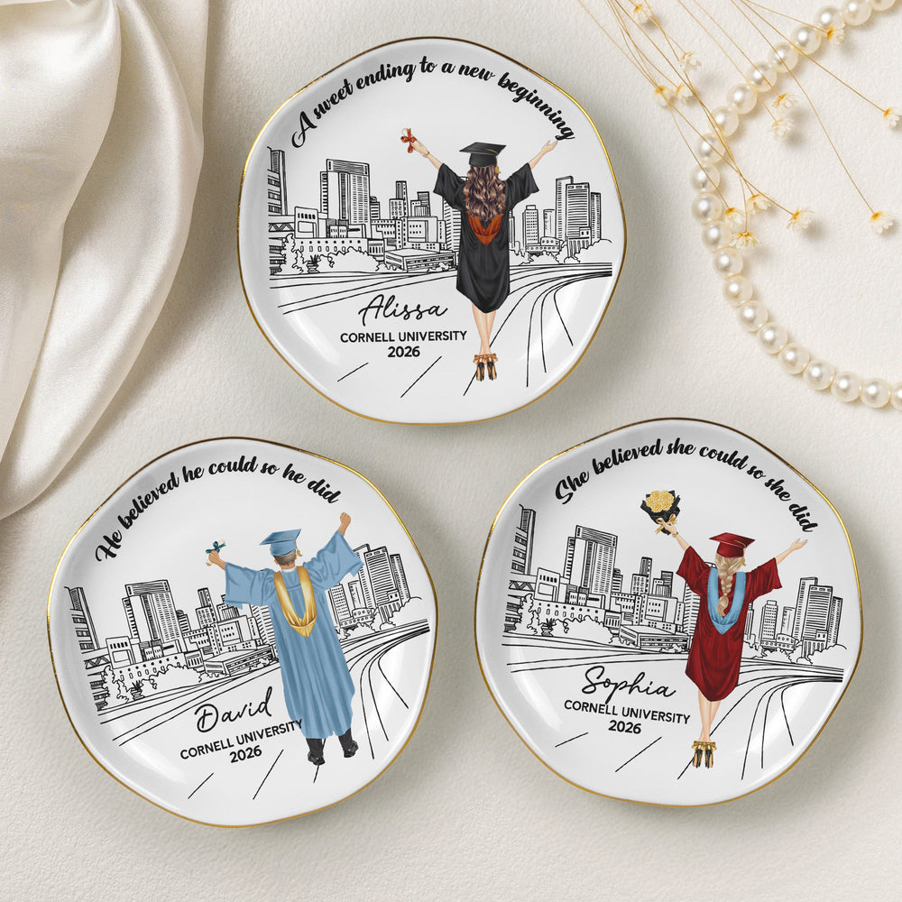 A Sweet Ending To A New Beginning Graduation Gift For Her - Personalized Jewelry Dish