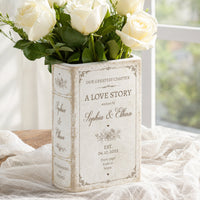 A Love Story Written By - Gifts For Newlywed Couples Ceramic Book - Personalized Vase