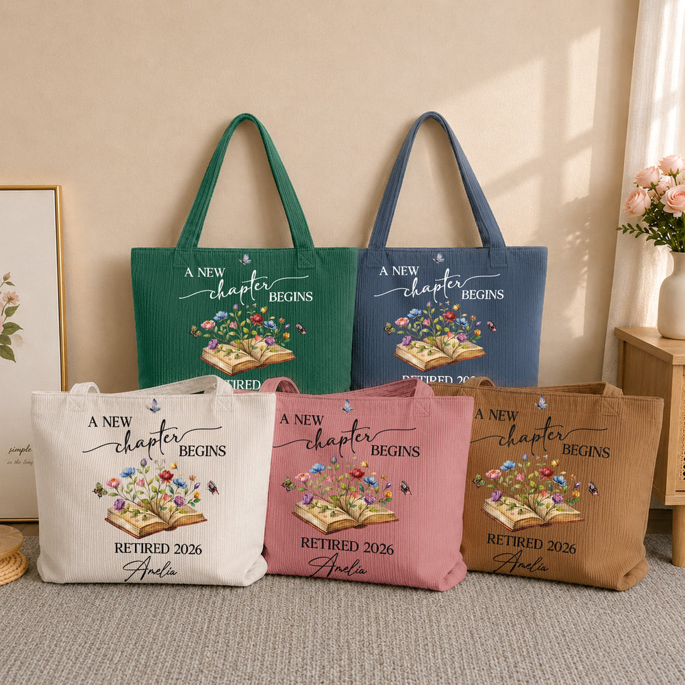 A New Chapter Begins Retirement Gift For Her - Personalized Tote Bag