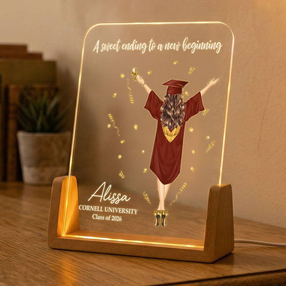 A Sweet Ending To A New Beginning - Graduation Gifts For Her, Him - Personalized Night Light