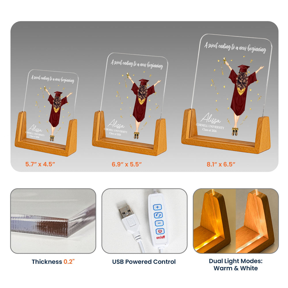 A Sweet Ending To A New Beginning - Graduation Gifts For Her, Him - Personalized Night Light
