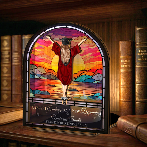 A Sweet Ending To A New Beginning Graduation - Personalized Wooden Plaque