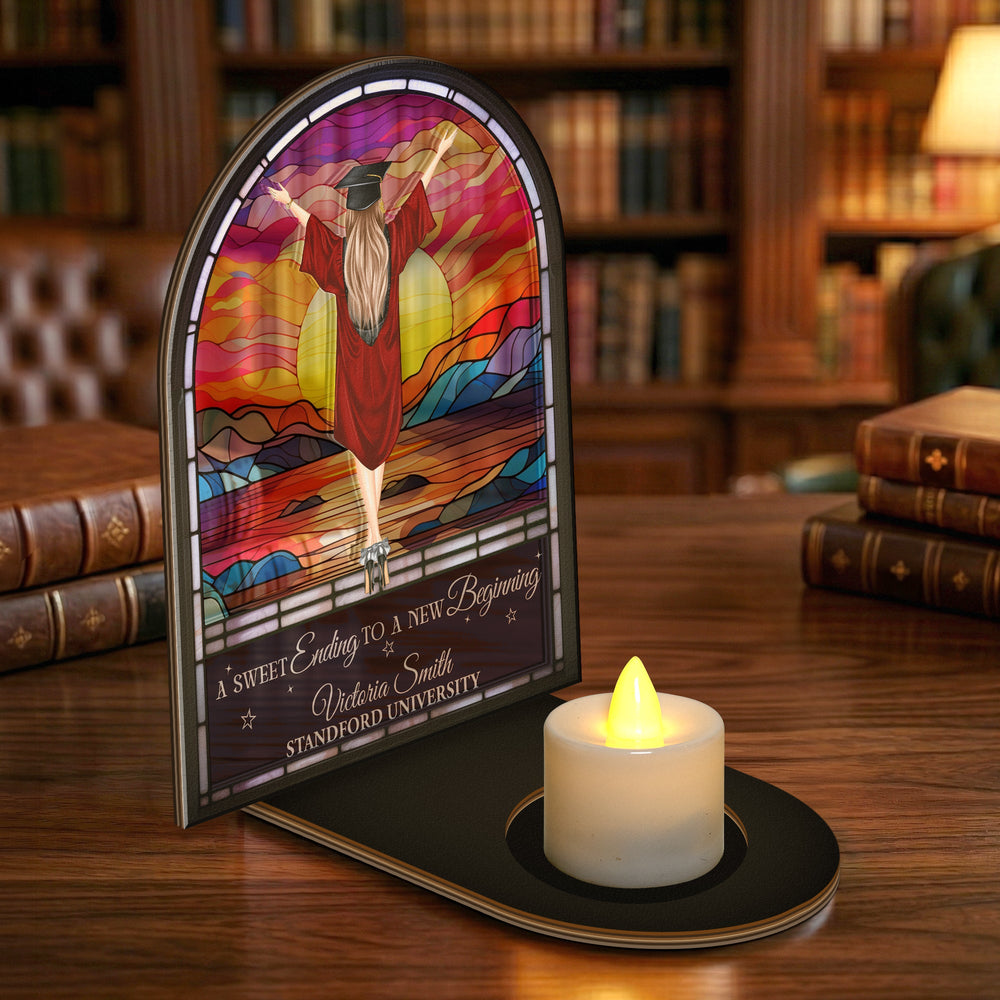 A Sweet Ending To A New Beginning Graduation - Personalized Wooden Plaque