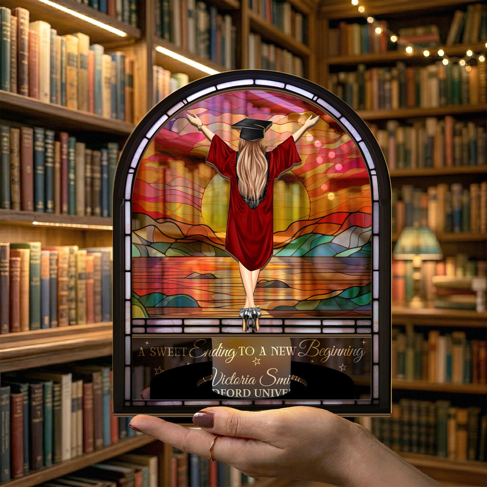 A Sweet Ending To A New Beginning Graduation - Personalized Wooden Plaque