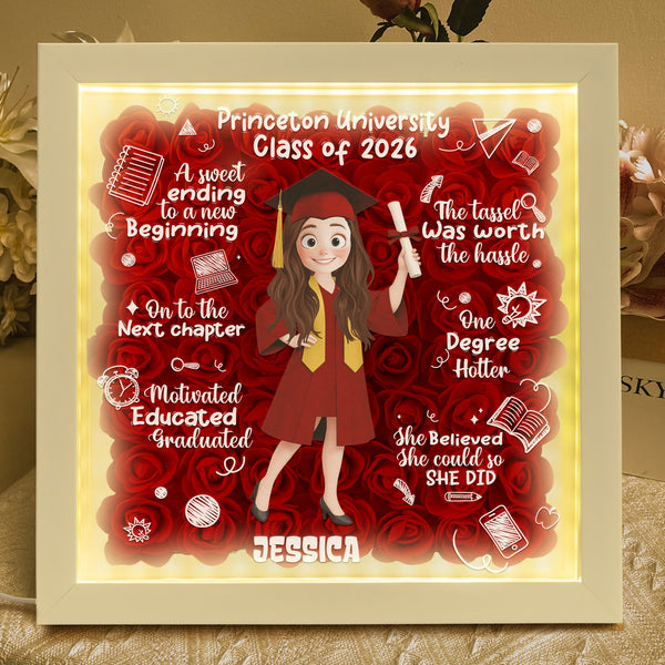 A Sweet Ending To A New Beginning Graduation - Personalized Flower Shadow Box