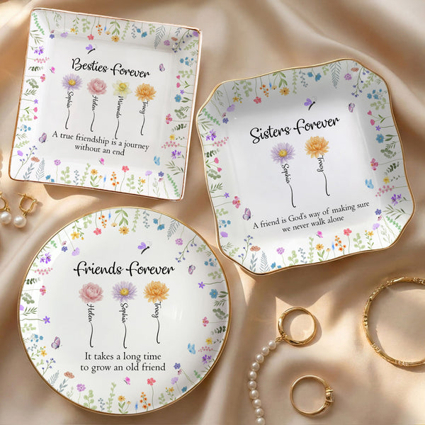 A True Friendship Is A Journey Without An End - Friendship Gift - Personalized Jewelry Dish