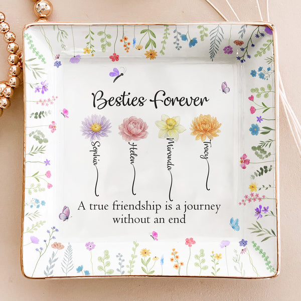 A True Friendship Is A Journey Without An End - Friendship Gift - Personalized Jewelry Dish