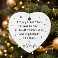 Custom Employee Appreciation Ornament - Heart Ceramic Coworker Gift