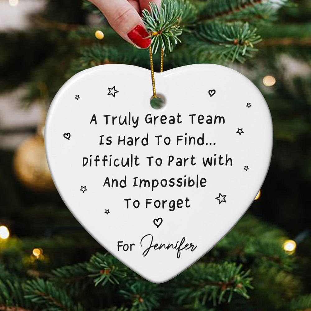 Custom Employee Appreciation Ornament - Heart Ceramic Coworker Gift