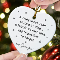 Custom Employee Appreciation Ornament - Heart Ceramic Coworker Gift