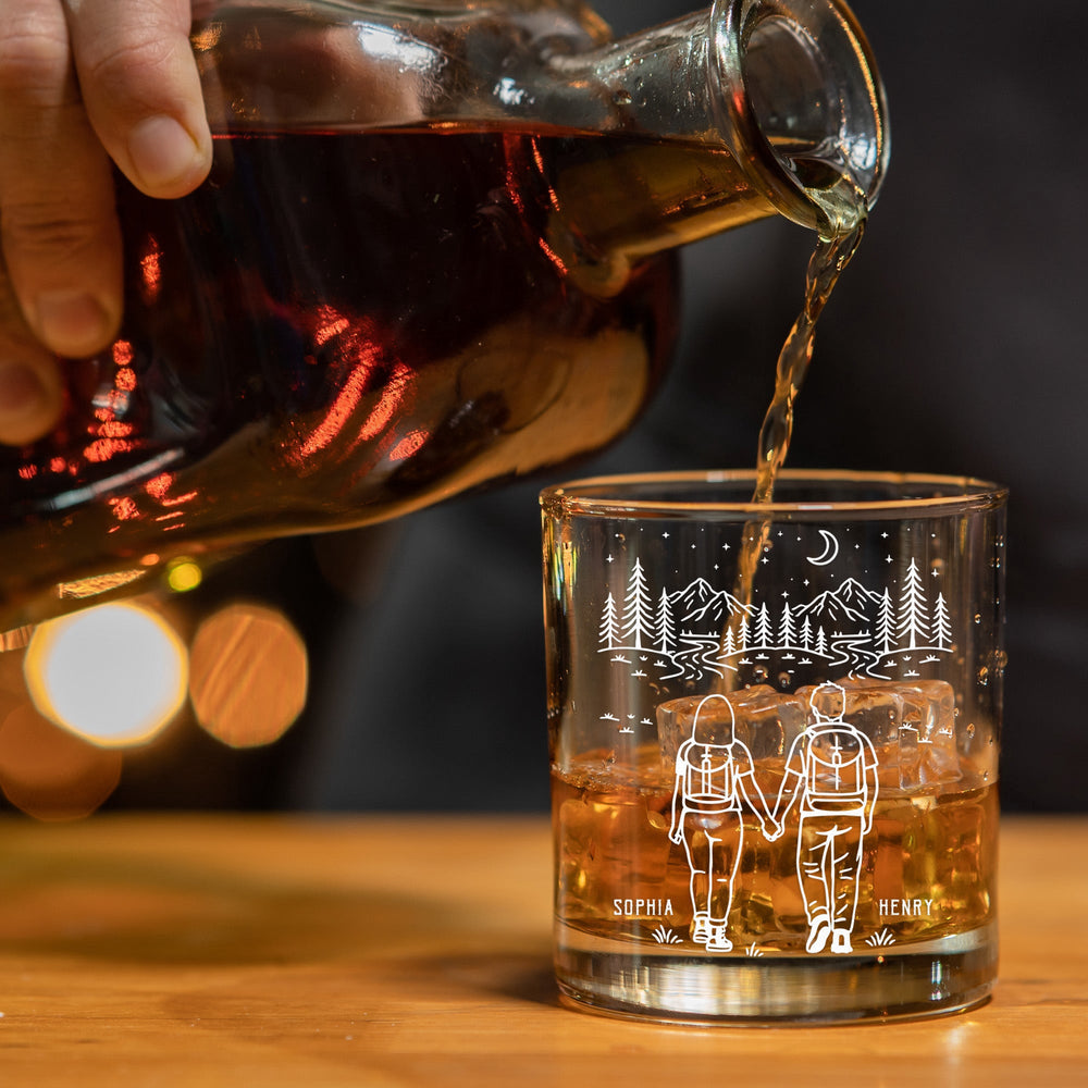 Adventure Partners For Life Camping Couple Gift - Personalized Whiskey Glass