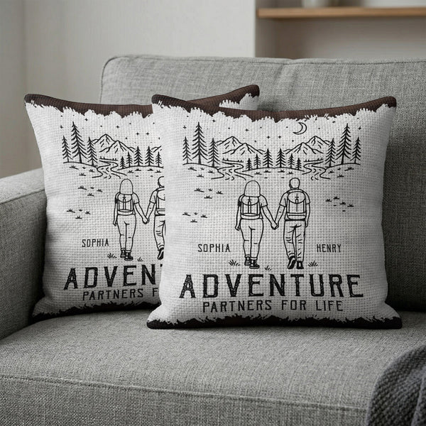 Adventure Partners For Life Couple Gift - Personalized Pillow Cover