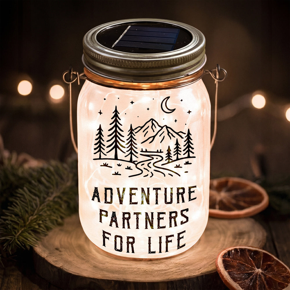 Adventure Partners For Life – Personalized Solar Mason Jar Light