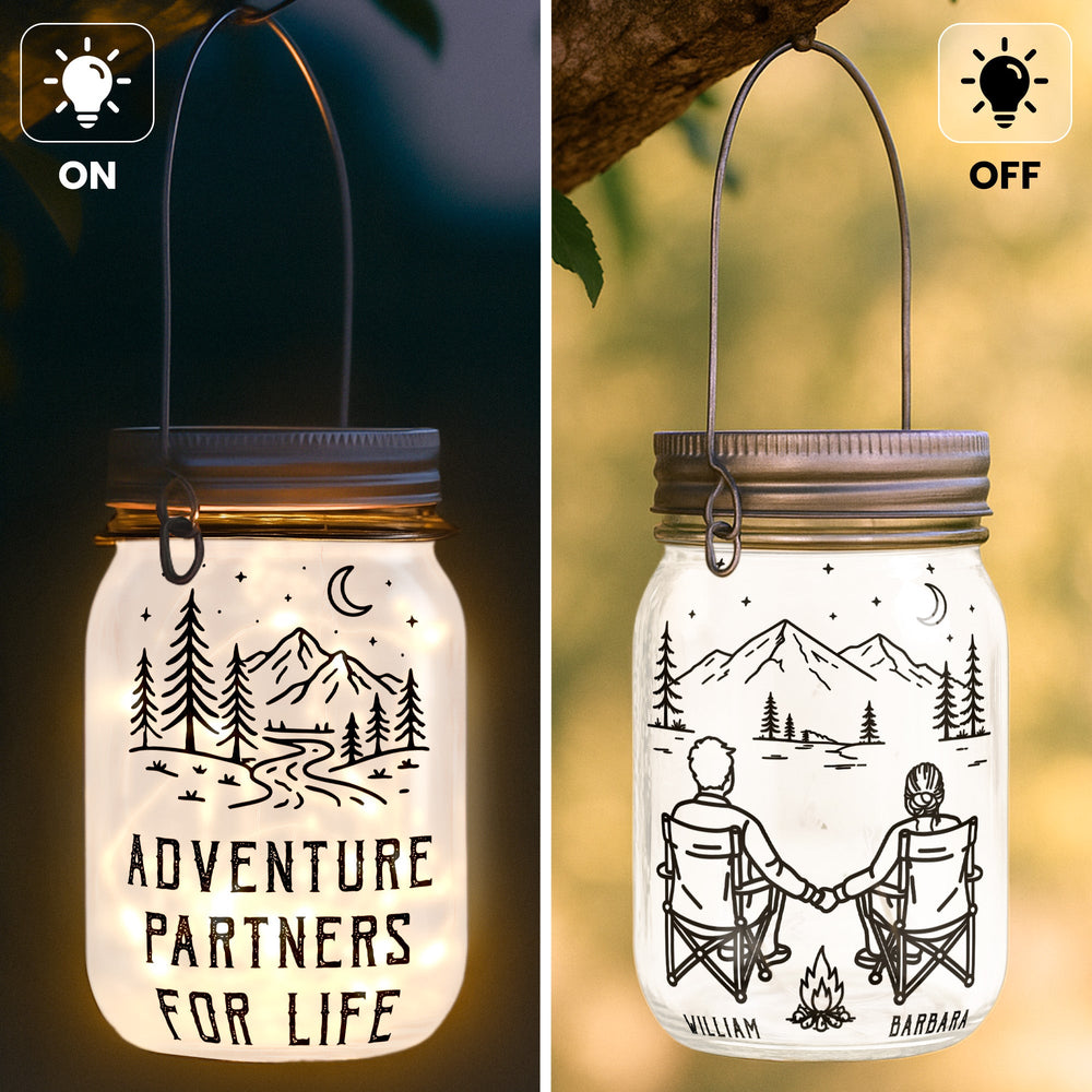 Adventure Partners For Life – Personalized Solar Mason Jar Light
