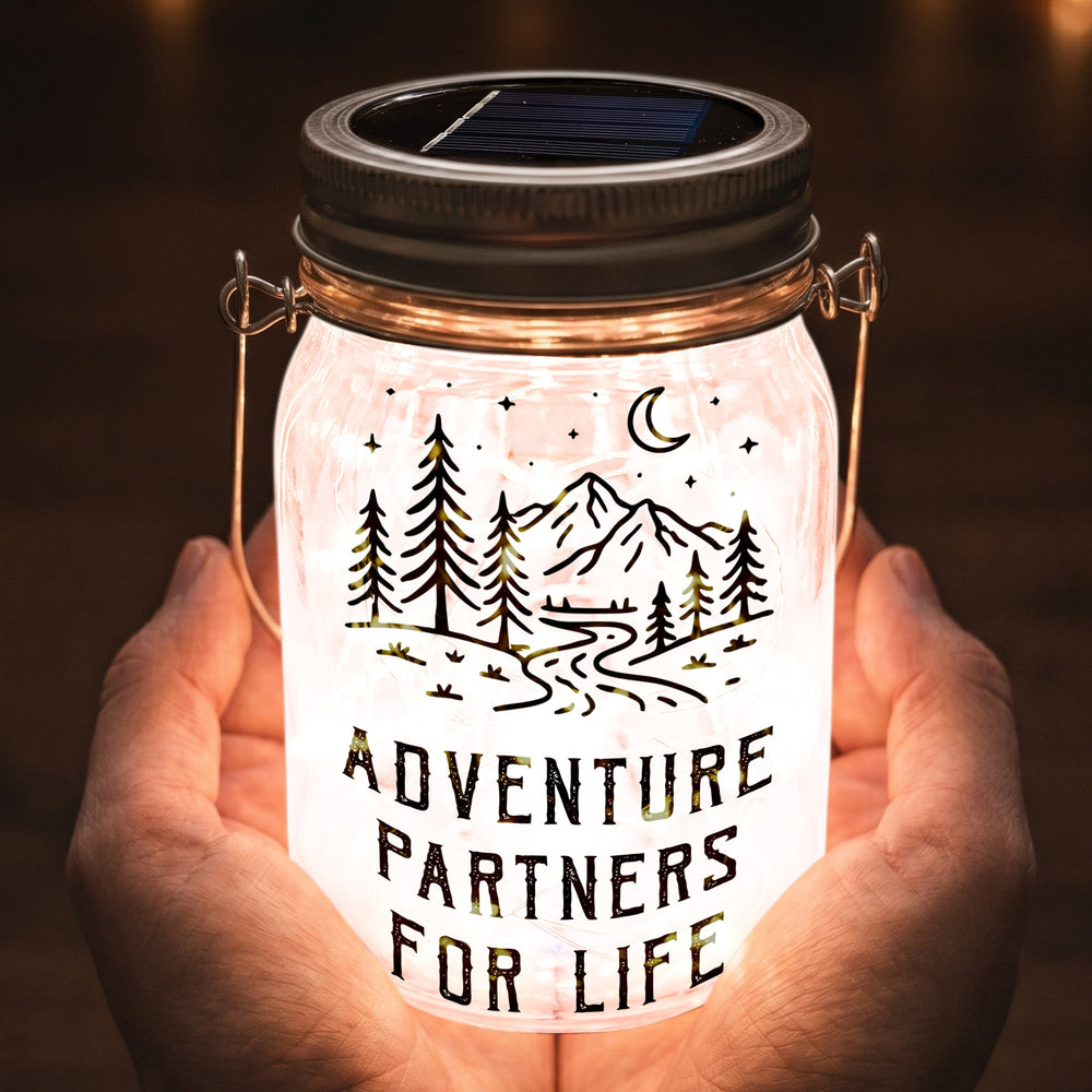 Adventure Partners For Life – Personalized Solar Mason Jar Light