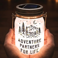 Adventure Partners For Life – Personalized Solar Mason Jar Light