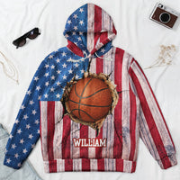 Personalized American Flag Sports Hoodie, Custom Name Multi-Sport Fleece Sweatshirt