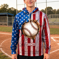 Personalized American Flag Sports Hoodie, Custom Name Multi-Sport Fleece Sweatshirt